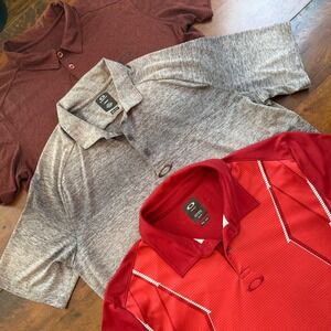 Oakley Hydrolix Polo Shirt Bundle Mens Large Set of 3 Golf Activewear Red Grey